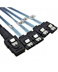 CableDeconn SFF8087 Mini SAS 36 broches Male W/Latch to SATA 7 broches Female (X4) Forward Breakout Cable (8087 to 4sata 0,75 m) 0,75 m