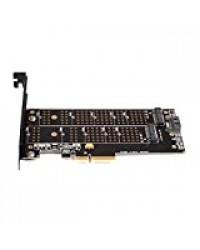Calistouk Adaptateur Carte avec Dissipateur de Chaleur Dual Port NGFF M.2 B + M Clé SSD vers PCI Express PCI-e 4 x