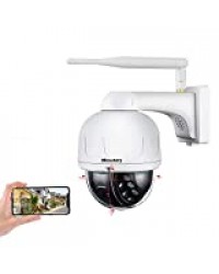 Camera Surveillance WiFi Extérieure, Dôme Caméra IP 360° HD 1080P - Etanche IP66 - Vision Nocturne Infrarouge - Alerte de Détection de Mouvement