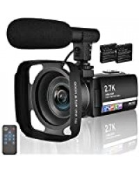 Camescope Camera Video 2.7K 30MP Caméscope Full HD 3.0 Pouces IPS Camescope Numérique à Ecran Tactile pour Caméra Vidéo Youtube avec Microphone Et Télécommande