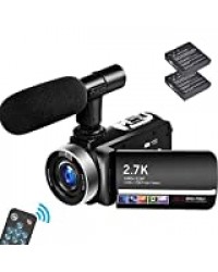 Caméscope Caméra Vidéo 2.7K Full HD 30MP Camescope pour Youtube 18X Zoom Numérique avec Microphone Écran Tactile IPS de 3,0 Pouces
