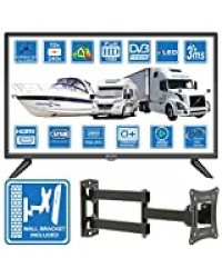 Camping Car Caravane Bateau 12 Volt 24 Pouces 61cm LED Full HD Téléviseur Numérique DVB-T2/C/S2 TNT HD, Câble, Satellite TV 12V 220V USB PVR & Lecteur Multimedia, VGA & HDMI Moniteur PC de Unispectra