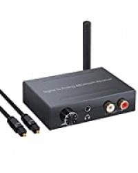 CAMWAY 192kHz DAC Convertisseur Numérique-analogique avec Récepteur Bluetooth 5.0 avec Volume Réglable, Adaptateur Audio RCA 3,5 mm pour Le Cinéma Maison, l'enseignement la Conférence