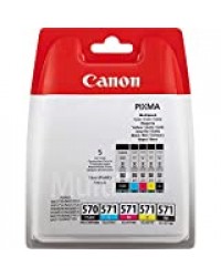 Canon PGI-570/CLI-571 Cartouches PGBK/C/M/Y/BK Multipack Noire Pigmenté, Cyan, Magenta, Jaune, Noire (Multipack plastique)
