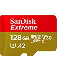 Carte Mémoire MicroSDXC SanDisk Extreme 128 Go + Adaptateur SD avec Performances Applicatives A2 Jusqu'à 160 Mo/s, Classe 10, U3, V30