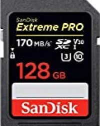Carte mémoire SDXC SanDisk Extreme PRO 128 Go Jusqu'à 170 Mo/s, Classe 10, U3, V30, 4K UHD