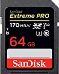 Carte mémoire SDXC SanDisk Extreme PRO 64 Go jusqu'à 170 Mo/s, Classe 10, U3, V30, 4K UHD