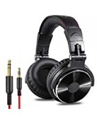 Casque DJ, OneOdio P-10 Casque Audio Studio Professionnel, Casque Filaire, Casque de Monitoring, Son Parfait pour Synthétiseur PC TV Tablette Smartphone (Noir)