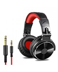 Casque DJ, OneOdio P10 Casque Audio Studio Professionnel, Casque Filaire, Casque de Monitoring, Son Parfait pour Synthétiseur PC Tablette Smartphone (Rouge)