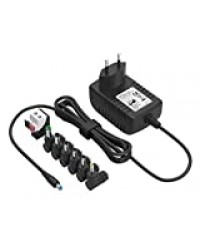 Chargeur Universal 12V 2A Adaptateur Secteur Portable pour Routeur, WiFi, Réservoir de Poissons, Haut-parleurs, Barrette LED, Webcam,Scanner,Interrupteur, FritzBox, boîtier décodeur （avec 7 fiches）