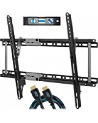 Cheetah APTMM2B support TV mural pour téléviseurs de 20 à 80" jusqu'à VESA 600 et 75kg, câble HDMI Twisted Veins 3m et niveau à bulle 3-axes magnétiques 15cm inclus