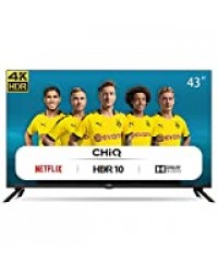 CHiQ U43H7L UHD 4K Smart TV, 43 Pouces(108cm), HDR10/hlg, WiFi, Bluetooth, Prime Video, Netflix 5,1, Youtube Kids,3 HDMI,2 USB,Frameless