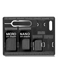CKANDAY Support de Carte SIM avec ouvre-boîtier, Outil de Stockage de Cartes pour Cartes mémoire Micro Nano Micro-SD Standard, avec 3 adaptateurs de Carte et 1 Broches d'éjection – Noir