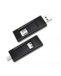 Clé USB C 2 en 1 Type A et Type C Stockage et Sauvegarde de vos photos, vidéos et fichiers sur smartphones, ordinateurs portables, téléviseurs et lecteurs de voiture, etc. (32 Go Noir)