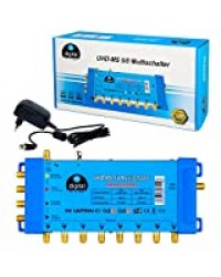 Commutateur Multiple Pmse 5/8 HB-DIGITAL 1x Sat jusqu'à 8 récepteurs / récepteur pour TV Full HDTV 3D 4K UHD avec Bloc d'alimentation