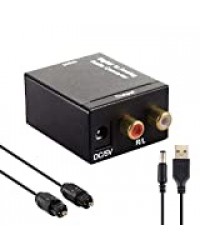 Convertisseur Audio numérique DAC, convertisseur Optique numérique coaxial Toslink vers Audio analogique Adaptateur Audio stéréo L/R RCA pour HDTV DVD Systèmes Home Cinéma Blu-Ray PS3