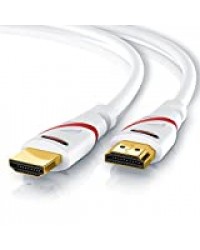 CSL - Câble HDMI 2.0b UHD 4k @60Hz 18 GBits 1m - Ethernet Haut Debit - HDMI 2.0b 2.0a 2.0 1.4a - 4K Ultra HD 2160P fullHD 1080p - 3D Arc et CEC - Triple Blindé - Revêtement en PVC Blanc-Rouge