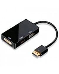 CSL - Full HD Adaptateur 3 en 1 DisplayPort vers VGA HDMI DVI convertisseur - Compatible avec PC Mac Apple - Contacts plaqués Or - Transmission vidéo et Audio - Noir