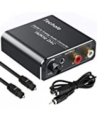 DAC Audio 192KHz avec Contrôle Volume,Techole Aluminium DAC Convertisseur Audio Numérique vers Analogique, Digital SPDIF Toslink vers L/R RCA Jack 3,5mm avec Câble pour TV HD Blu-Ray PS3 PS4 Xbox