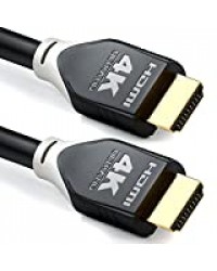 deleyCON 3m Câble HDMI 2.0 a/b - HDR 10+ UHD 2160p 4K@60Hz YUV 4:4:4 HDR HDCP 2.2 Arc 3D Dolby Digital + Dolby Atmos - Noir Gris