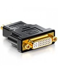 deleyCON Adaptateur DVI-HDMI - DVI Femelle - HDMI Mâle Adaptateur Vidéo Universel 1920x1200 Full HD 1080p - Noir