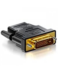 deleyCON Adaptateur HDMI-DVI - HDMI Femelle vers Connecteur DVI-D Mâle (24+1) (19pol) 1080p Full HD 1920x1200 - Noir