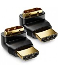 deleyCON HDMI Adaptateur d'angle 90° HDMI 2 Pièces en Set - HDMI Type A Femelle et Mâle - 4K Ultra HD UHD 3D Full HD 1080p HDR Arc Highspeed avec Ethernet