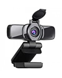 Dericam Webcam 1080P Full HD, Caméra Web avec Microphone, USB Webcam avec Couvercle de Confidentialité, Caméra d'ordinateur pour le Streaming, Conférence, Jeux, cours en ligne, PC / Mac / Laptop