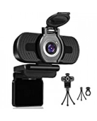 Dericam Webcam, Webcam HD 1080P avec Microphone, USB Webcam, Caméra d'Ordinateur Plug and Play pour PC/Mac/Laptop, Streaming, Conférence, Jeux, Leçons en Ligne