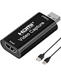 DIGITNOW! Cartes de Capture Audio Vidéo HDMI vers USB 2.0 Full HD 1080p 60fps Caméra enregistreur caméscope pour la Diffusion en Direct HD pour Windows Android Mac