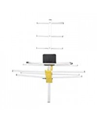 Diyeeni Antenne De Télévision,VHF/UHF- Gain Élevé/80 Kms De Réception en Extérieur avec 3pcs Support Pole,Supporte Les Formats DVB-T/H, DVB-T2, DMB-T/H,ISDB-T,ATSC-T,ADTB-T,TV Numérique