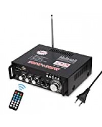 Docooler Amplificateur Audio Stéréo, Stéréo BT FM Radio Portable Home 600 W 12V / 220V LCD 2CH HiFi