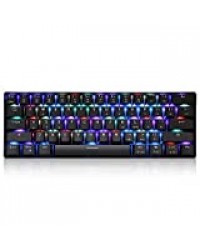 DOCOOLER MOTOSPEED CK61 Clavier mécanique pour jeux RGB Interrupteurs bleus OUTMU Clavier 61 touches Effet anti-ghosting Avec rétro-éclairage pour jeux Noir