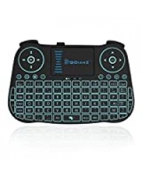 DQiDianZ(AZERTY)Mini Clavier sans Fil 2.4G rétro-éclairé Touchpad Clavier gamer de souris wireless pour Multimédia Android Smart TV Box PC-Noir-Version français