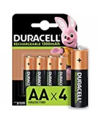 Duracell Piles Rechargeables AA 1300 Mah, pack de 4 piles