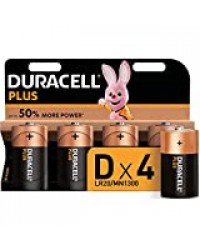 Duracell Plus, lot de 4 piles alcalines type D 1,5 Volts, LR20 MN1300