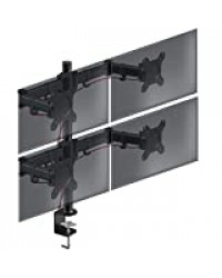 Duronic DM254 Support Quadruple 4 écrans PC pour Bureau à Pince - Hauteur Ajustable - Rotatif/Inclinable/Pivotable - Compatibilité Universelle avec Moniteur d’Ordinateur LCD/LED VESA 75/100