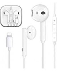 Écouteurs pour iPhone, Écouteurs à Paire Casque Isolant de Bruit Support Contrôle du Volume d'Appel Compatible avec iPhone 12/11/11Pro/XS/XS Max/X/XR/8/8 Plus/7/7 Plus pour Tout iOS-Blanc