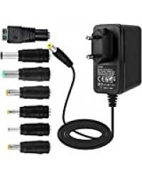 EFISH 12V 2A 24W Adaptateur d'alimentation du Transformateur,pour 12V Les Appareils Ménagers,CCTV Camera,Routers,Hubs,LED strips,Telekom,T-Com,Speedport,Radiowecker,Scanner+7 Différents bouchons