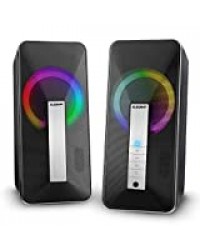 ELEGIANT 2 Haut-parleurs Bluetooth, Enceintes pour Téléviseur 10W Lumière LED Colorée Support AUX 3,5mm Dual Haut Parleur USB pour PC Téléphone Tablette Ordinateur Casque