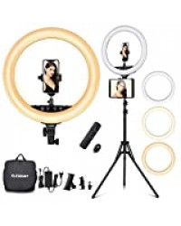 ELEGIANT Caméra Photo Vidéo Eclairage Kit 18 Pouces LED Lumière Anneau avec Trépied 200cm, 55W 4800LM Ring Light Récepteur Bluetooth pour Smartphone Tablette Youtube TikTok Vidéo Tournage