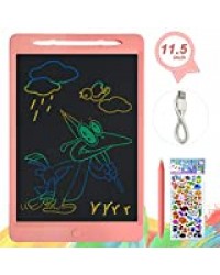 ERAY Tablette d'écriture LCD Colorée, Tablette à Dessin Numérique Enfants 11.5 Pouces avec Fonction de Verrouillage/Ligne Épaisse/Stylo en double-tête/Chargement USB (Rose)