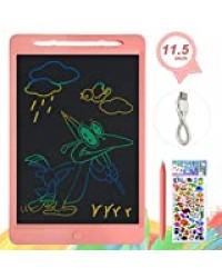 ERAY Tablette d'écriture LCD Colorée, Tablette à Dessin Numérique Enfants 11.5 Pouces avec Fonction de Verrouillage/Ligne Épaisse/Stylo en double-tête/Chargement USB (Noir)