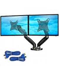 Ergosolid Support Orientable avec Ressort à Gaz pour Deux Écrans PC LCD LED, 17"-27", Noir NB F160