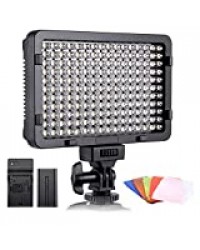 ESDDI - Lampe Photo à LED 176 LED à intensité Variable, 3200 – 5600 K, 5 filtres colorés, CRI 95+, Batterie avec Chargeur Inclus pour appareils Photo Reflex numériques