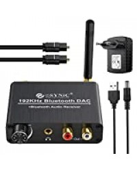 eSynic Convertisseur DAC 192 kHz avec Contrôle du Volume Récepteur Bluetooth 5.0 Adaptateur Audio Coaxial Numérique Toslink vers Stéréo Analogique L/R RCA Jack 3,5 mm