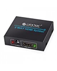 ESYNiC HDMI Splitter Amplificateur HDMI 2 Sorties HUB HD 1080P 3D Multi-média HDCP Lecteur Blu-ray, DVD, Console, Freebox, vers HDTV, Vidéo Projecteur