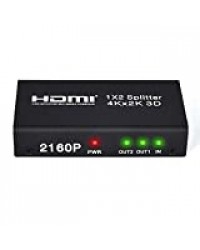 ESYNiC Splitter HDMI 4K x 2K Amplificateur HDMI 2160P 3D HD Hub 1Entrée 2 Sorties Sélecteur pour HDTV PC SKY Box Projecteur PS2 PS3 PS4 Xbox360 Blu-Ray DVD