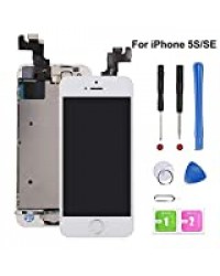 EXW Écran LCD Tactile de Remplacement pour iPhone 5S Blanc, modèle Complet avec Bouton Home, caméra Frontale et capteur de proximité, Haut Parleur Interne, Outils de réparation complets