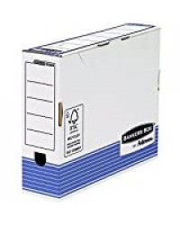 Fellowes 0026401 Boite d'Archives Banker Box System A4 Montage Automatique - Dos de 8cm Bleu/Blanc (lot de 10)
